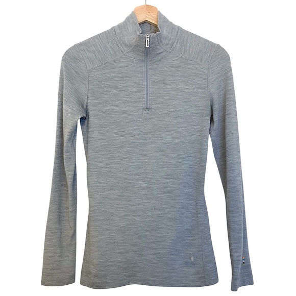SMARTWOOL Classic All-Season Merino Base Layer 1/4 Zip Gray - Picture 5 of 10